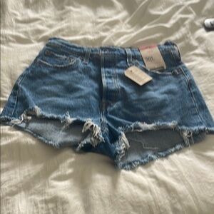 Levi's Blue Jean Shorts Distressed Frayed Hem